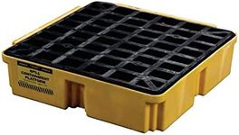 Eagle 1633 Yellow and Black Polyethylene Single Drum Modular Spill Platform with Grating, 2000 Lbs Load Capacity, 26" Length, 26.25" Width, 6.5" Height