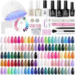 Beetles 85 Pcs Gel Nail Polish Kit with U V Light 55 Colors Gel Nail Kit Jelly Pink Nude Set with Everything Salon at Home Nails Manicure Beginners Set Emotional Spectrum Collection Gifts