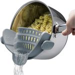 AccessCuisine Silicone Pot Strainer - Pasta Strainer Strainer for Pots Pans and Bowls Clip On Strainer Adjustable Colander One Size Fits All Strainer (Grey)