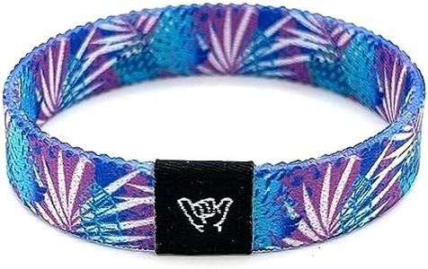 Hang Loose Bands - Coastal Surfer Beach Bracelet for Men, Women & Teens - Comfy Summer - Boho Reversible Wristband- Island Palms| Medium: 7.5" Length (for Large Wrists)