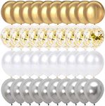 Rozi Decoration Pre-Filled Golden Confetti and Metallic Rubber Balloons For Gradutation Theme, Birthday, Annivesray Decoration- Pack of 50