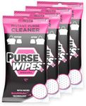 SneakERASERS: PurseWIPES Purse Cleaner Wipes - Portable Leather Wipes for Bags, Purses, and Backpacks, Dirt and Scuff Remover with Innovative ScrubNubs, Perfect for Quick Cleaning, 4-Pack