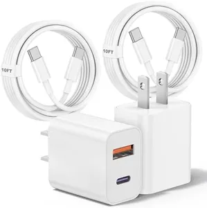 [10FT+10FT] for iPhone 17Air 16e 15 Dual Port 20W PD Fast Charger,2Pack USB C Wall Charger Adapter with Extra Long USB C Fast Charging Cable for iPhone 17Air 16 15 /Pro/Pro Max/Plus, iPad and More
