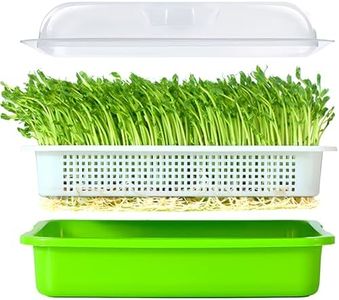 LeJoy Garden Seed Sprouter Tray BPA Free PP Soil-Free Big Capacity Healthy Wheatgrass Grower with Lid Sprouting Kit 13.4x9.84x4.72 inches,Green