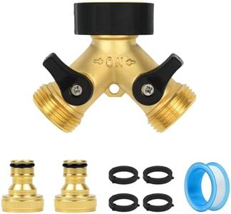 Garden Hose Splitter 2 Way, Y-type Brass Hose Connector, Double Outlet Garden Tap, Garden Tap Splitter 2 Way, 3/4" Hose Connector, Garden Tap Connector with Individual On/Off and Two Quick Connector