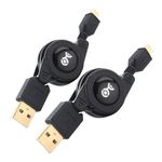 Cable Matters (2-Pack) Gold-Plated Retractable USB to Micro-USB Charge & Sync Cable – 2.5 Feet