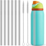 Mity rain 8PCS Metal Straw for Owala - Metal Straws Reusable and Straw Cleaning Brush Compatible with Owala FreeSip 40OZ,Stainless Steel Straws for Owala Straw Replacement