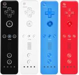 AUFGLO Wii Controller 4er Pack - Wii Fernbedienung mit Silikonhülle und Handschlaufe (Schwarz - Weiß - Rot - Blau)