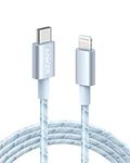 Anker USB C to Lightning Cable New Nylon (6ft, MFi Certified) for iPhone 14/14 Pro/13/13 Pro/12 Pro Max /12/11 /X/XS/XR/ 8 Plus/AirPods Pro, Supports Power Delivery (6ft, Winter Blue)