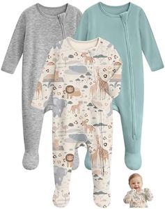 Unnivoll Baby Sleepers 100% Organic Cotton Baby Pajamas Boys Girls Clothes | Footie Pajamas for Newborn, 3Pcs Soft Infant Footed PJs with Mitten Cuffs, Two Way Zipper, Long Sleeve