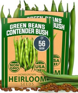 HOME GROWN Contender Bush Bean Seeds - 56 Seeds - Premium, USA Sourced, Non-GMO, Heirloom Green Beans Seeds - Bush Bean Seeds for Planting Your Emergency Food Supply (Phaseolus vulgaris)