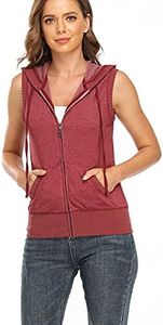 Dilgul Women's Sleeveless Hoodies Zip Up Hooded Vest Casual Sweatshirt with Kanga Pocket Red S