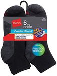 Hanes Men's ComfortBlend Max Cushion Ankle Sock 6-Pack_Black_6-12