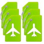 Luggage Tags, 6 Pack Silicone Suitcase Tags, Baggage Tags with Name ID Card and Stainless Steel Loops, Bright Color Luggage Tags for Suitcases Quickly Spot Travel Bag, Green