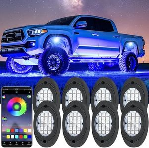 8 Pods RGB LED Rock Lights, Underglow Multicolor Neon Light Kit Wheel Well Light with APP Control & Music Mode, Under Glow Lights for Trucks,Jeep,SUV,Golf Cart,ATV,Pickup Off Road,12 V