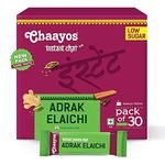 Chaayos Adrak Elachi Instant Tea Premix - Low Sugar (30 Sachets) | Instant Ginger Tea | Premix Adrak Elachi Sachets | Cardamom Chai