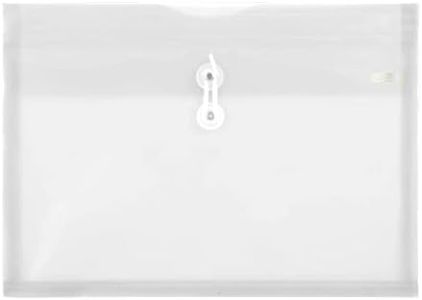 BAZIC Products Plastic Envelopes with String Closure, Clear Poly Envelopes with Side-Loading Design, Durable File Holders for Home, Office, or School, 1-Pack