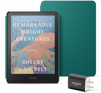 Introducing Amazon Kindle Colorsoft Essentials Bundle including Kindle Colorsoft (16 GB) – With color display - Black, Plant-Based Leather Cover-Jade and Power Adapter