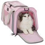 PETSFIT Cat Carrier, Pet Carrier Airline Approved, Cat Travel Carrier for Small and Medium Cats Under 12 Lbs, Soft Sided Kitten Carrier with Cozy Extendable Mat, Cat Carrier Bag, Pink