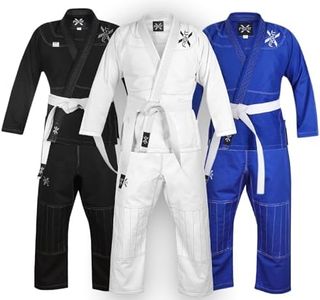 FightX BJJ Gi for Men & Women Brazilian Jiu Jitsu GI Lightweight Suit with Free Belt (White, A5)