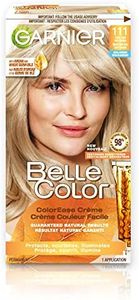Garnier Belle Color Permanent Hair Dye, 111 Extra Light Ash Blonde, 100% Grey Coverage, Enriched with Argan Oil and Wheat Germ Oils - 1 Application, Packaging may vary