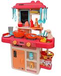 Toyshine Big 42 Pcs Mist Kitchen Set Toy Playset with Realistic Lights & Sounds, Simulation of Spray, Play Sink with Running Water, Mix Color