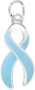 Fundraising For A Cause | Large Light Blue Ribbon Awareness Charm – Light Blue Ribbon - Shaped Charm for Prostate Cancer, Trisomy 18, Cushing’s, Graves Disease & Jewelry Making (1 Charm - Retail)