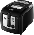 Russell Hobbs Electric Deep Fat Fryer, 3L capacity/can cook 1.2kg food, Digital timer, Large observation window, Non-stick coated pan, Adjustable thermostat, Handle lift system, 2300W, 24580