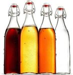 Boxoza Top Glass Bottles BPA-Free 16oz Flip Top Airtight Brewing Bottle Beer, Oil and Vinegar, Beverages, Homemade Juices (4) (swing top bottle)