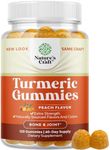 Turmeric Gummies for Adults Peach Flavor - Extra Strength Joint Support Gummies with Turmeric Curcumin with Black Pepper Extract and Ginger - Turmeric and Ginger Peach Gummies Vitamins for Adults