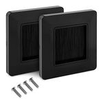 kwmobile Flush Brush Wall Plate - 2X European Single Gang Flush Wall Mounted Brush Faceplate to Cover Outlets, Sockets and Tidy Up Wires - Black