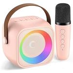 Karaoke Machine for Kids Adults, Portable Bluetooth Speaker with Wireless Microphone, Karaoke Toys Gifts for Girls Ages 4, 5, 6, 7, 8, 9, 10, 12 +Year Old Christmas Birthday Party(Pinkcolor)