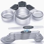 BANANABAY Magnetic Measuring Cups and Spoons Set-Heavy Duty 304 Stainless Steel,Measuring Cups & Spoons Set U.S. & Metric Marks,Dishwasher Safe for Precision Cooking & Baking, Set of 15 with Leveler
