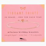 Lucky Feather 30th Birthday Gifts for Women; 30th Birthday Bracelet with 30 14K Rose Gold Dipped Beads on Adjustable Cord; 30 Birthday Gift Ideas for Her