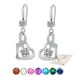 Drop Earrings for Women, Hypoallergenic Silver Dangly Earrings with Cubic Zirconia Twisted Linear Infinity Love Earrings Birthstone Jewellery Gifts for Her Birthday Anniversary Christmas, White Stone