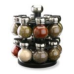 Olde Thompson Since 1944 Orbit Rotating Rack, 16 Refillable Spice Jars, Labeled Shaker Tops, 45