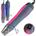 Mini Heat Gun for Crafts, Dual Temp Hot Air Gun Tool for Epoxy Resin, Shrink Wrap, Vinyl Wrapping, Shrink Tubing, Embossing, Electronics, Candle Making, Sublimation, Phone Repair Chandler Tool, Pink