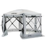 CLAM Pop Up Screen Tent, Outdoor Camping Gazebo Canopy, Pavilion, 12.5', Gray - Heavy-Duty Portable Screened Shelter with Netting for Beach, Patio, and Backyard