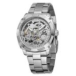 FORSINING Men's Military Silver Automatic Self-wind Mechanical Wristwatch with Stainless Steel Bracelet