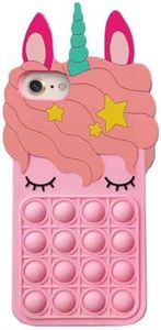 Asgens Fidget Pop Case for iPhone 6/6S/7/8/SE 2020, Cute Lovely Light Pink Magic Unicorn Pressure Relieve Fidget Push Bubbles Silicone Soft Phone Case for Apple 6/6S/7/8/SE 2020 4.7 inch