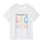 Koijhnb Baby Girls Promoted to Big Sister Tops Letter Printed Clothes,Big Sister Tops Short Sleeve for Girls (Big Sister Promoted White-6,4-5 Years)