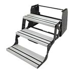 Lippert Alumi-Tread 24" Triple Manual RV Step Assembly, 9" Rise, 300 lbs. Lightweight Aluminum, Anti-Slip Steps, No Ground Contact, Built-in Grab Handle, Travel Trailers, 5th Wheels, Campers - 432696