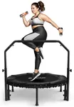 BCAN 450/550 LBS Foldable Mini Trampoline, 40"/48" Fitness Trampoline with Bungees, U Shape Adjustable Foam Handle, Stable & Quiet Exercise Rebounder for Kids Adults Indoor/Garden Workout