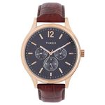 TIMEX Analog Blue Dial Men's Watch-TWEG18404 Genuine Leather, Brown Strap