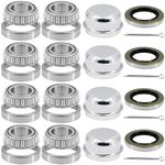 Ruikarhop 4 Set Fits for 1" Axles Trailer Wheel Hub L44643/L44610 Bearings Kit, with 12192TB Seal OD 1.980'', Dust Cover and Cotter Pin, Rotary Quiet High Speed and Durable