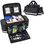 Trunab Emergency Responder Trauma Bag Empty, Professional Large First Aid Bag Medical Bag with Inner Dividers and Non-Scratch Bottom, Ideal for EMT, EMS, Paramedics, Black, Empty-Patented Design