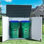 YITAHOME Extra Large Outdoor Horizontal Storage Shed, 4.5x4ft Resin Tool Sheds w/o Shelf, Easy to Assemble Waterproof Storage for Trash Cans, Garden Tools, Lawn Mower, Lockable, Light Gray