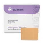 Dependaplast Washproof Plasters 7.5cm x 5cm, Flexible PU Plastic Film, Secure Adhesive, Breathable, Waterproof - Box of 50