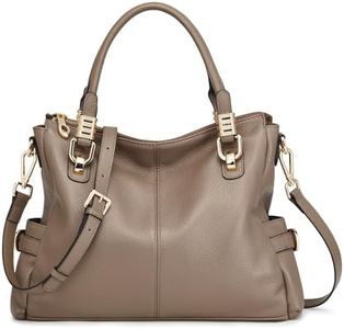 Kattee Women's Genuine Leather Purses and Handbags, Satchel Tote Shoulder Bag (Khaki)