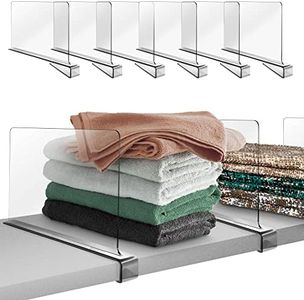 Hekmaden Acrylic Shelf Dividers for Closet Organization 6PCS，Clear Shelf Divider Fits Shelves of 0.4-1 Inch, Shelf Divider for Wooden Shelving